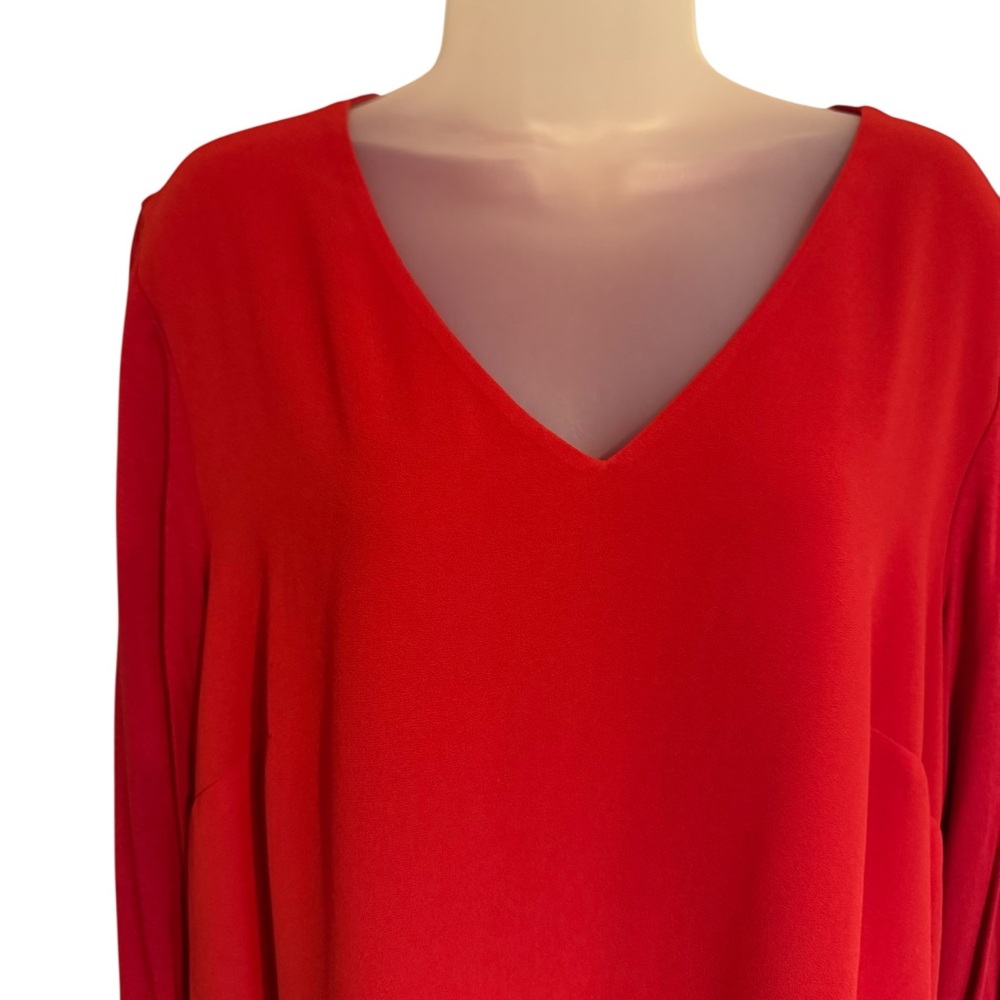 Michael Kors Red V-Neck Blouse PLUS: 1X #2 - Picture 3 of 10